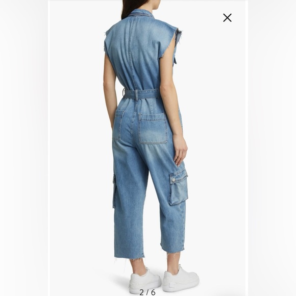 NWT BLANKNYC Sleeveless Denim Cargo Jumpsuit Size Small - Picture 2 of 9